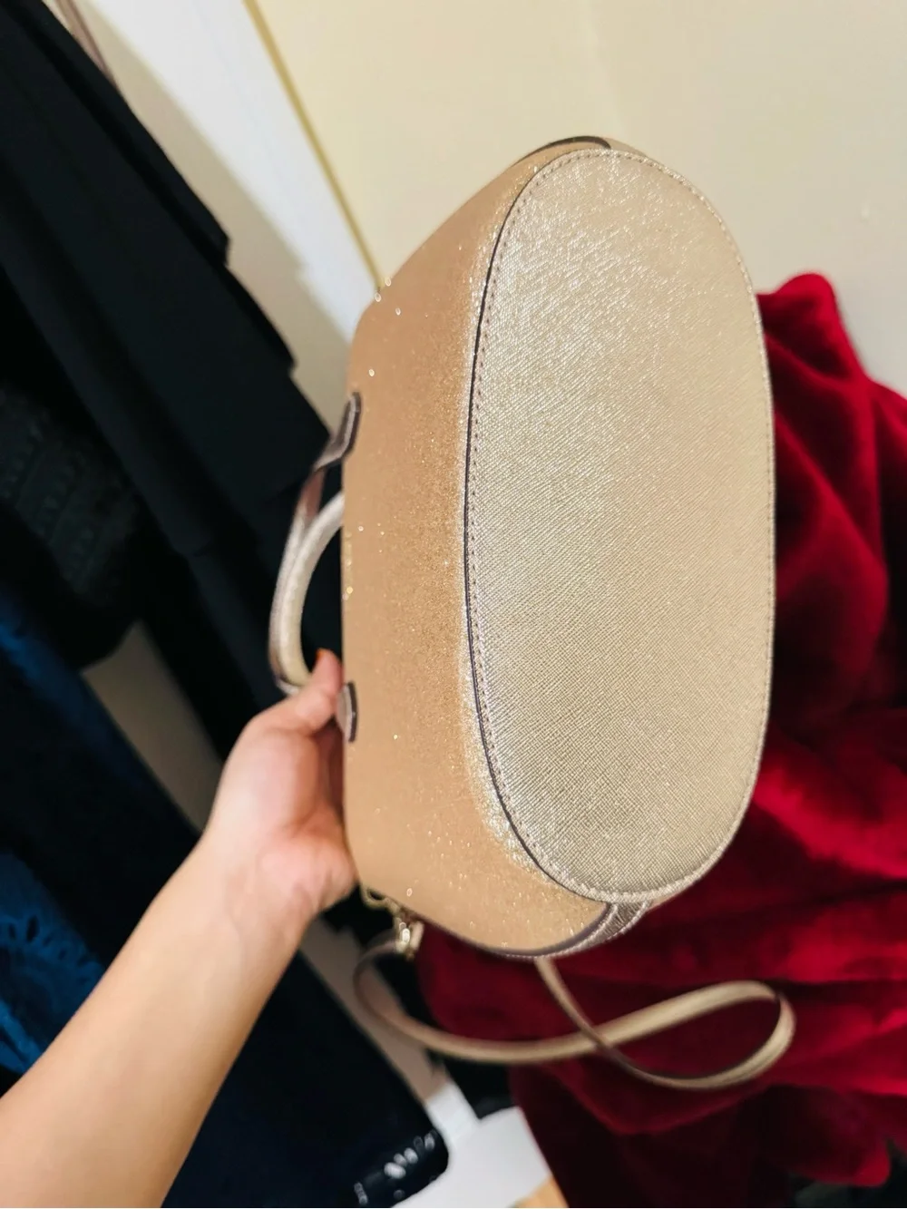 kate spade Glitter Crossbody Tote in Gold